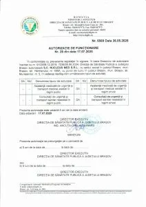 Autorizație sanitară DSP NucleusMED